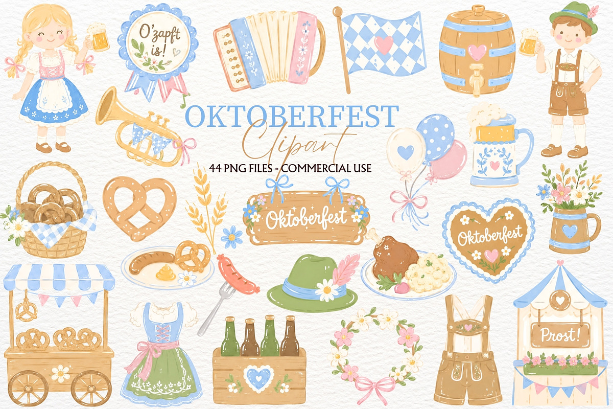 Oktoberfest Festival Clipart Autumn, a Seasonal Illustration by SugarCloudStudioArt (Photo 1 of 6)