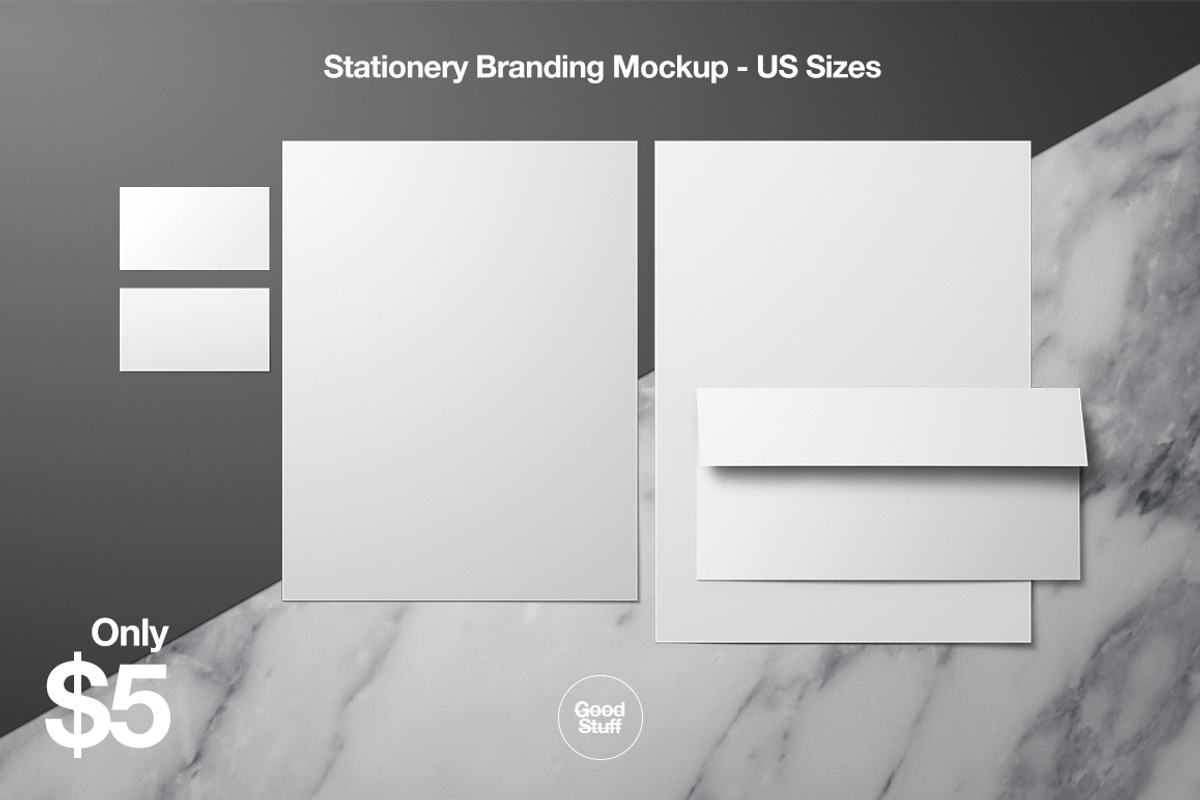 Stationery Branding Mockup - US, a Packaging Mockup by Good Stuff (Photo 1 of 6)