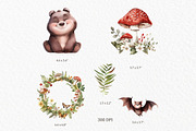 Woodland animal watercolor clipart, an Animal Illustration by MyLittleMeow (Thumbnail 8 of 8)