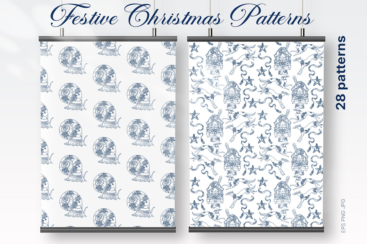 Festive Christmas patterns, a Decorative Illustration by LanaDzi (Photo 15 of 25)