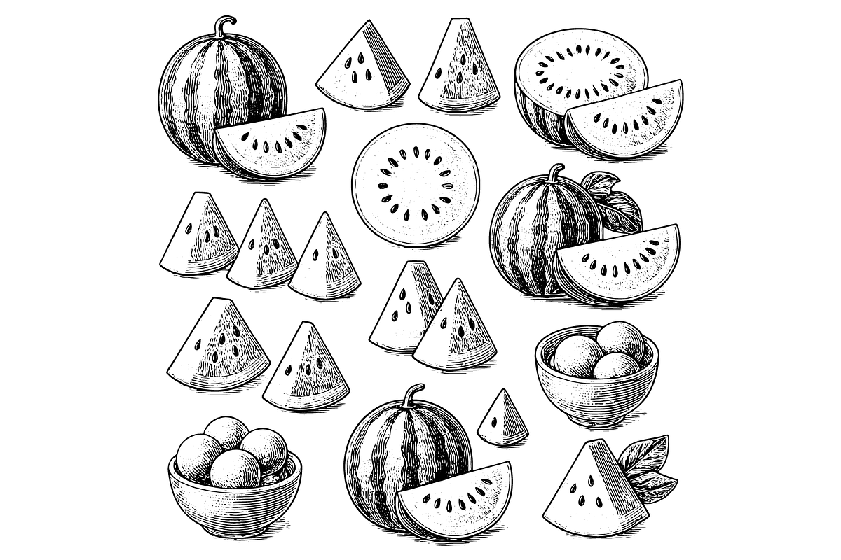 Watermelon Fruit Illustration, an Object Graphic by nikagraphic