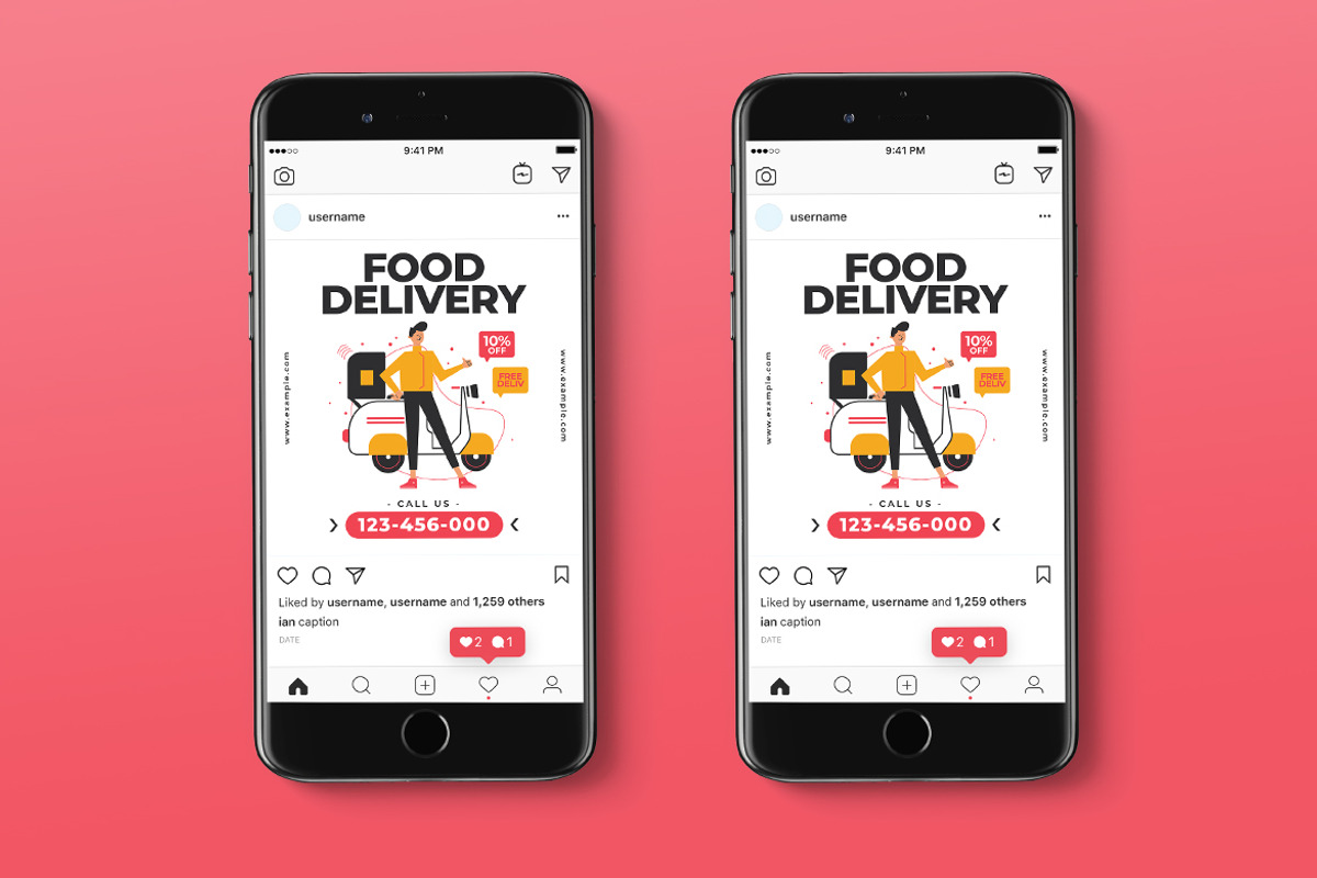 Food Delivery Instagram Post Flyer, a Flyer Template by Tokosatsu (Photo 1 of 3)