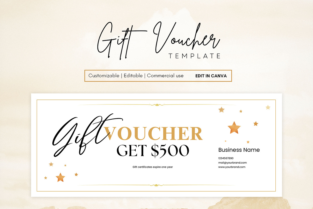 Canva Gift Certificate Template PDF, a Print Template by BrushstrokeArtGB (Photo 1 of 5)