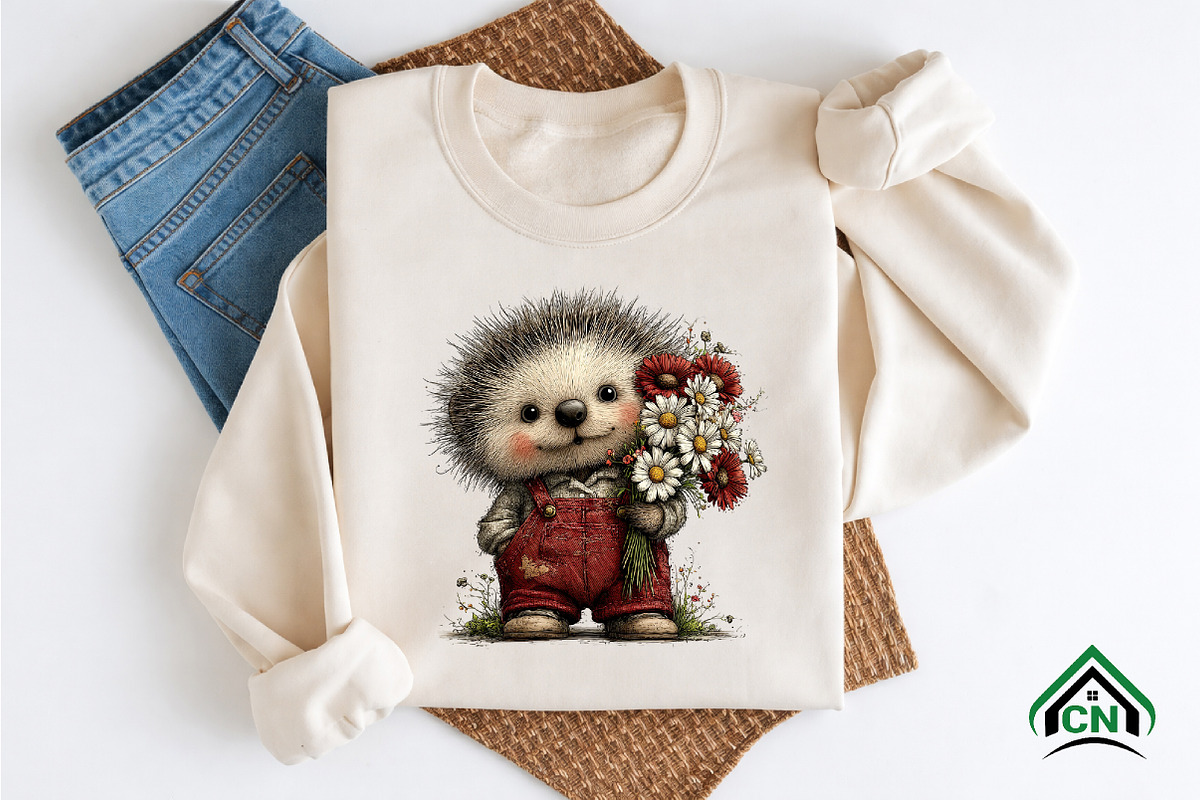Whimsical Summer Hedgehog Clipart, an Illustration by Craft Nest (Photo 9 of 12)