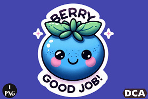 Funny,Berry Good Job Sticker, an Illustration by DreamCafeArt