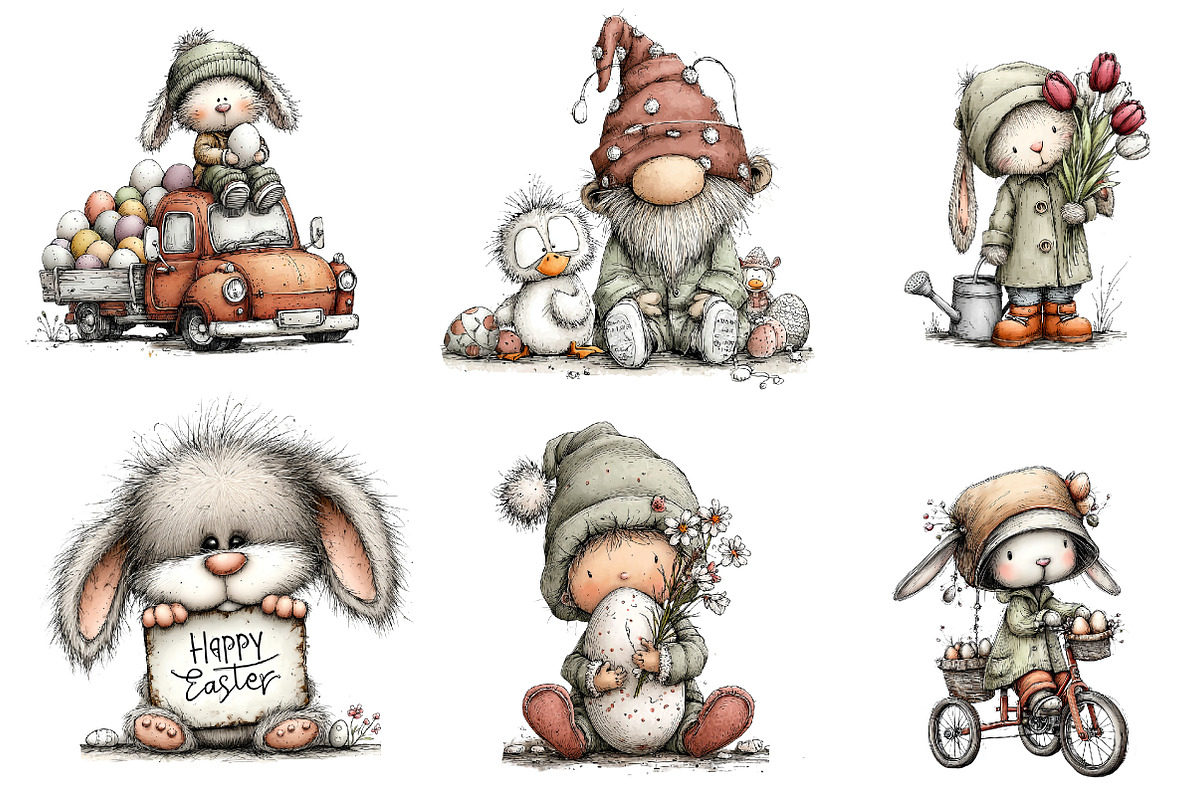 Bunny gnome watercolor clipart, an Illustration by CreationArt (Photo 4 of 5)