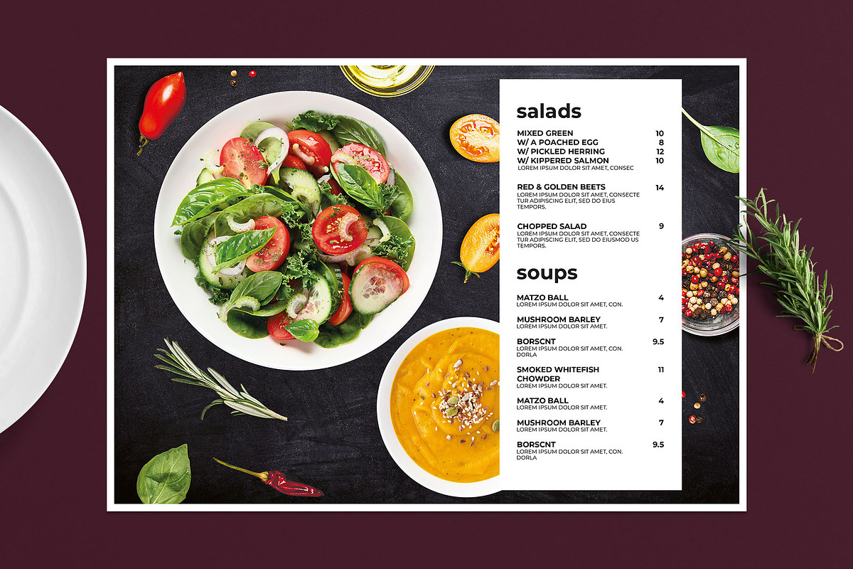 Landscape Restaurant Menu Template, a Flyer Template by BrandPacks (Photo 3 of 4)