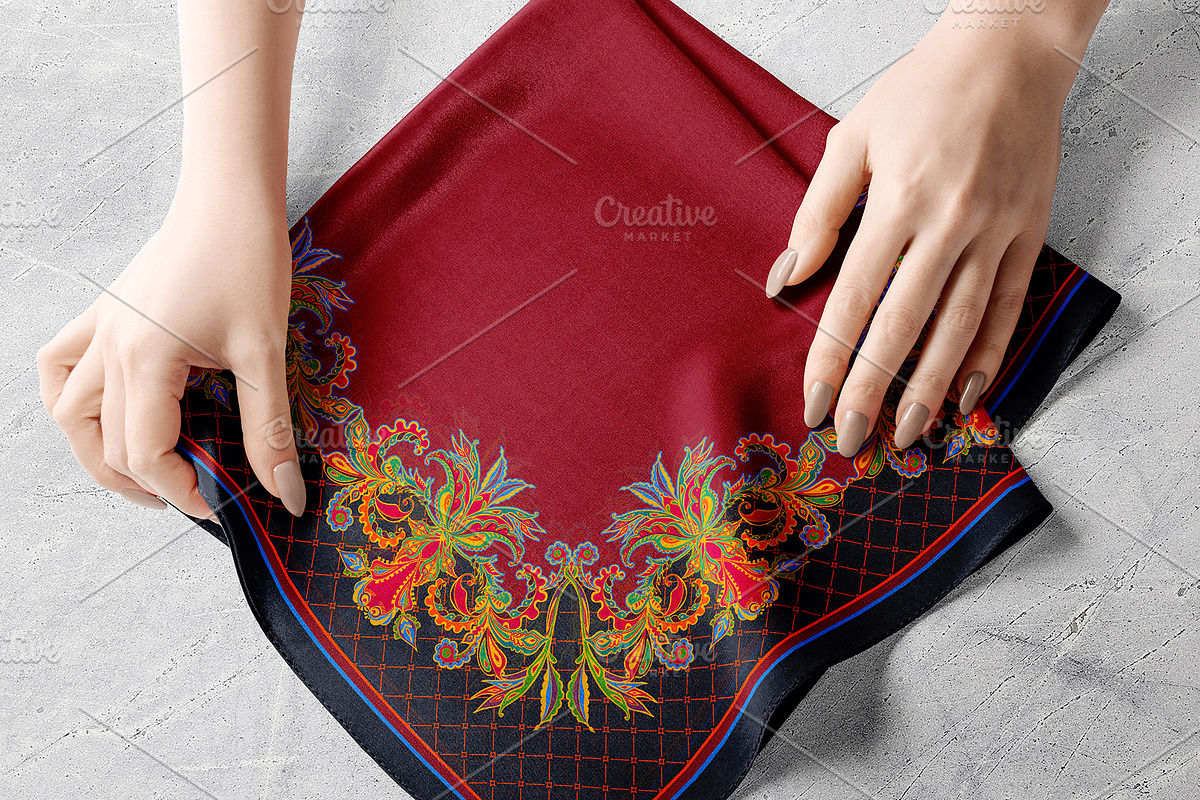 Crimson Baroque Garden Silk Scarf, an Object Graphic by ilustrinna (Photo 7 of 10)