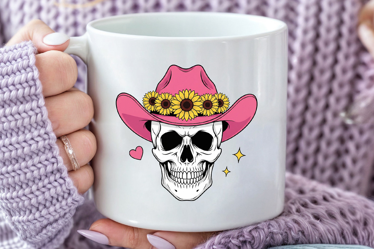 Pink Cowgirl Skull PNG, an Illustration by Black Bird Studio (Photo 3 of 4)