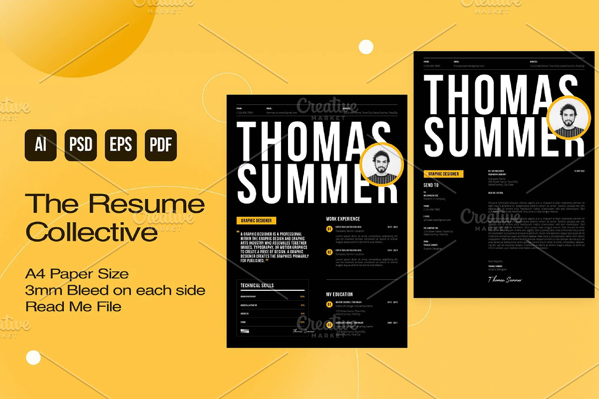 Resume template V01, a Marketing Template by fashionaddict (Photo 1 of 4)