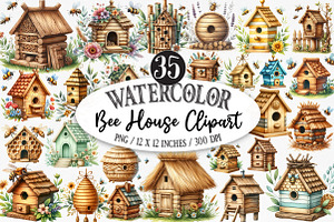 Bee House Clipart, an Illustration by Designking