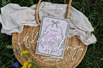 Midsummer Whimsy Card Mockups, a Product Mockup by Muse Mockups