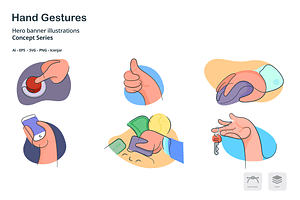 Hand Gestures Doodle Line Icons