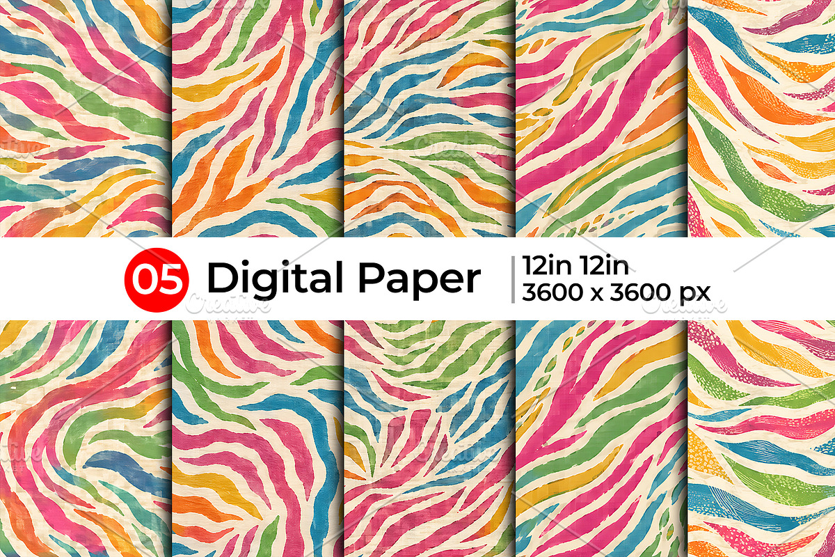 Colorful Rainbow Zebra Stripe set, a Pattern Graphic by Artonix (Photo 1 of 3)