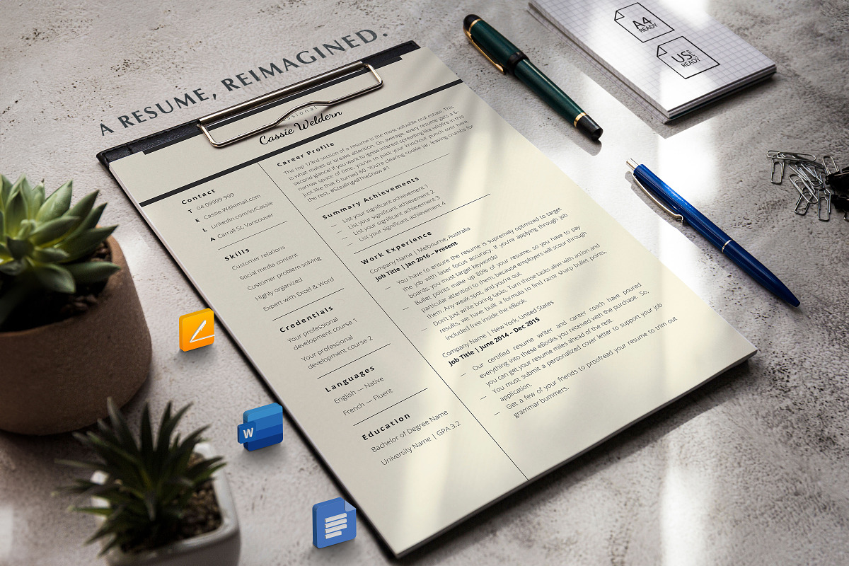 Google Doc Resume Template, CV Word, a Resume Template by Career Canvas (Photo 10 of 11)