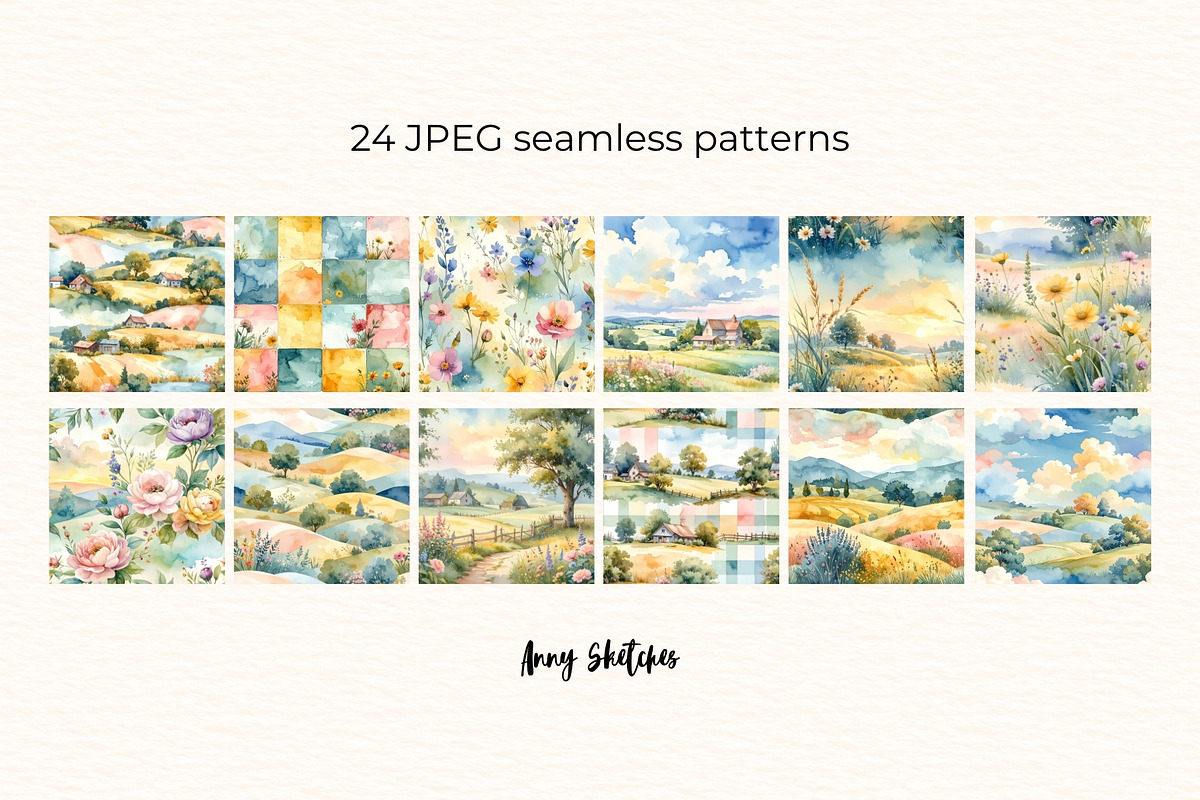 Cottagecore Linen Seamless Patterns, a Pattern Graphic by Anna Design Studio (Photo 2 of 6)
