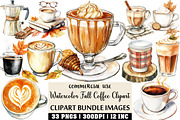 Watercolor Fall Coffee Clipart, an Illustration by Craft Nest (Thumbnail 1 of 6)