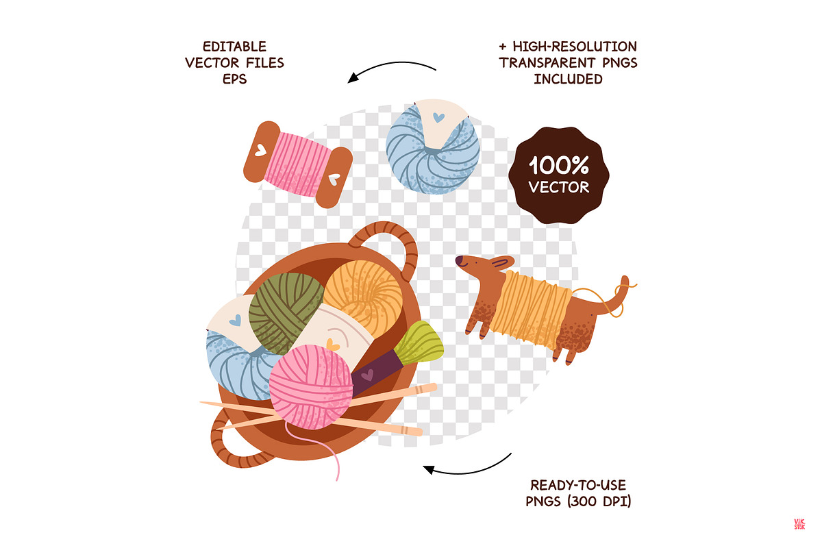 Knitting Clipart Set | Cozy Yarn, a Work Illustration by vik.stock (Photo 3 of 6)