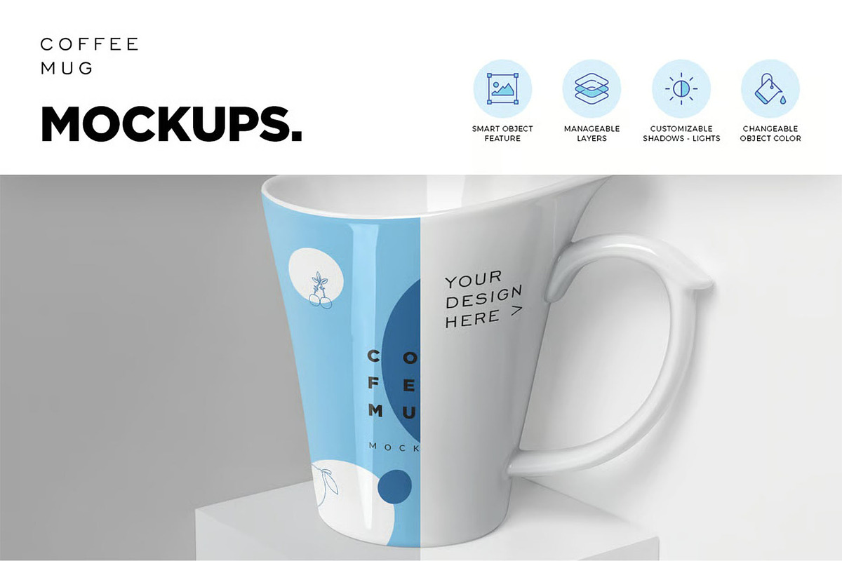 4 Awesome Coffee Mug Mockups, a Cups & Container Mockup by megostudi0 (Photo 6 of 6)