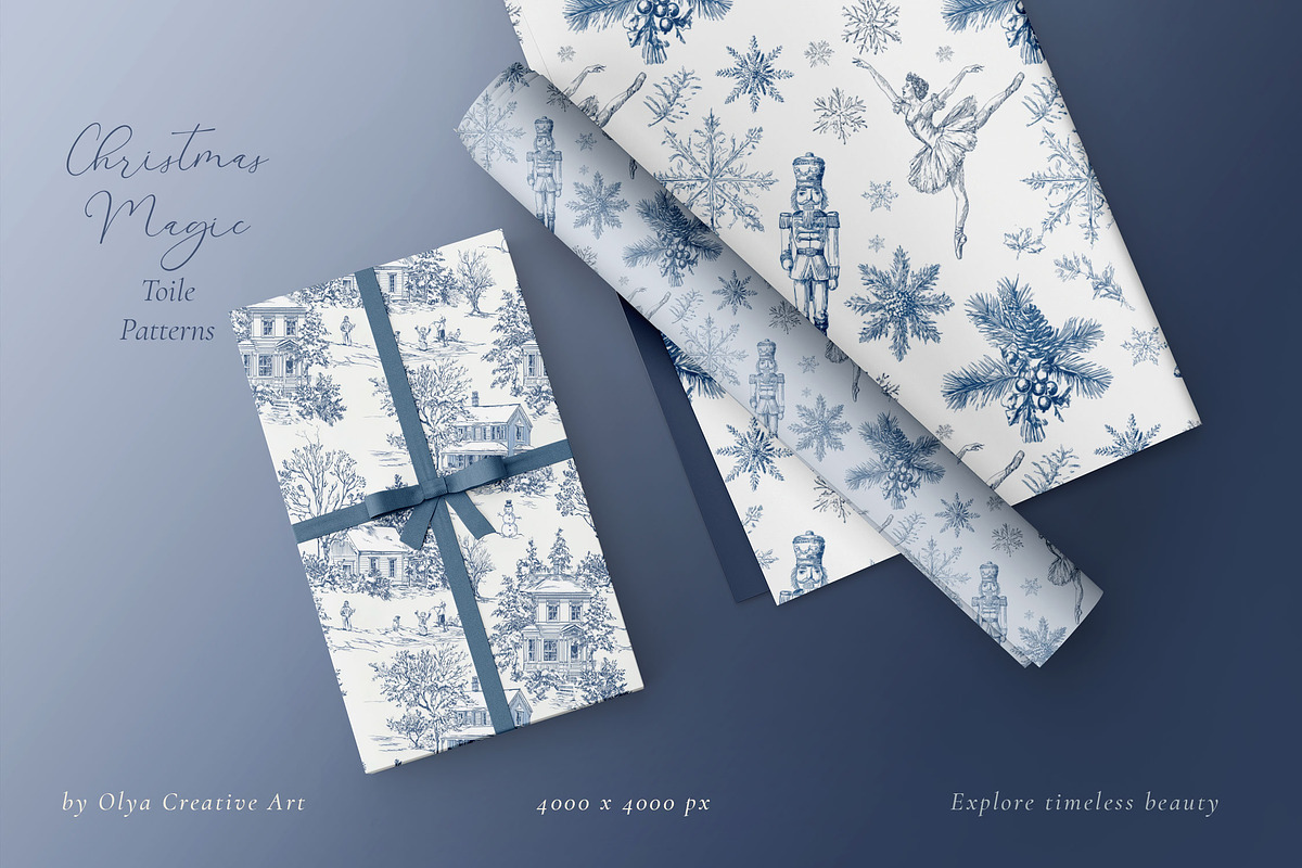 Christmas Toile Seamless Patterns, a Pattern Graphic by Olya Creative (Photo 10 of 21)