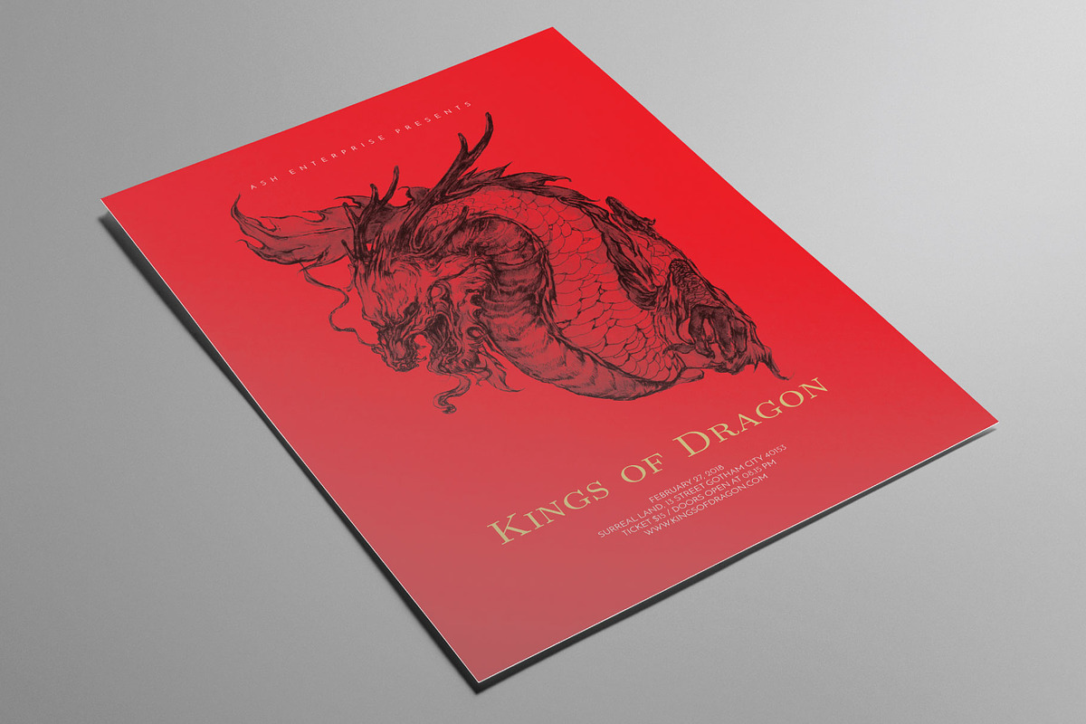 Hand Drawn Chinese Dragon Flyer, a Flyer Template by ashenterprise (Photo 2 of 3)