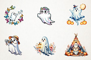Boho Halloween Cute Ghost Clipart, a Seasonal Illustration by RobertsArt (Thumbnail 2 of 7)