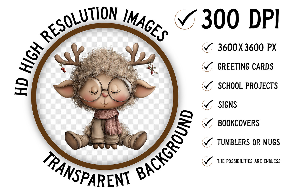 Funny Christmas Sheep Clipart, an Illustration by Craft Nest (Photo 2 of 10)