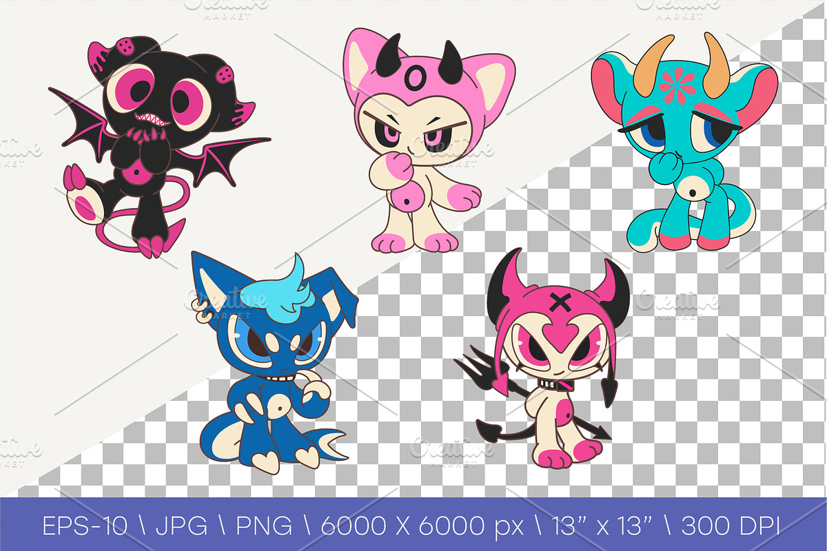 Chibi animals set 01. Tshirt, PNG., an Animal Illustration by KENO Mascots (Photo 2 of 6)