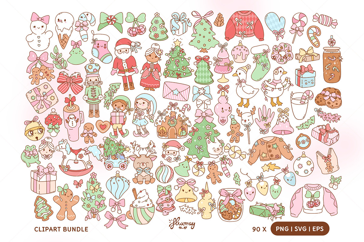 Preppy Coquette Christmas Bundle, a Seasonal Illustration by Huxmay (Photo 2 of 7)