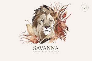 "SAVANNA" Watercolor animal set