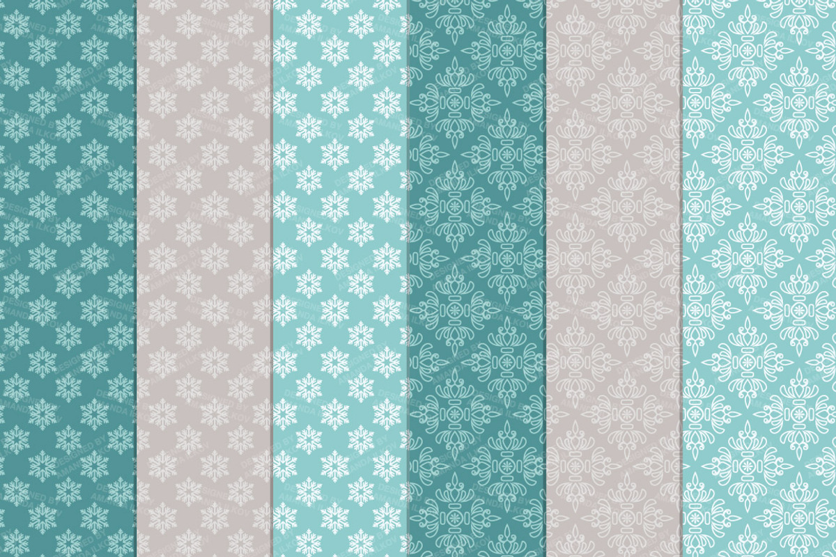 Vintage Blue Christmas Clipart, an Illustration by Amanda Ilkov (Photo 5 of 5)