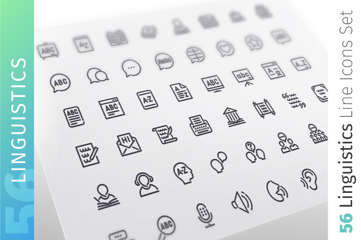 Linguistics Line Icons Set, an Outline Icon by Voysla's Shop (Photo 1 of 4)