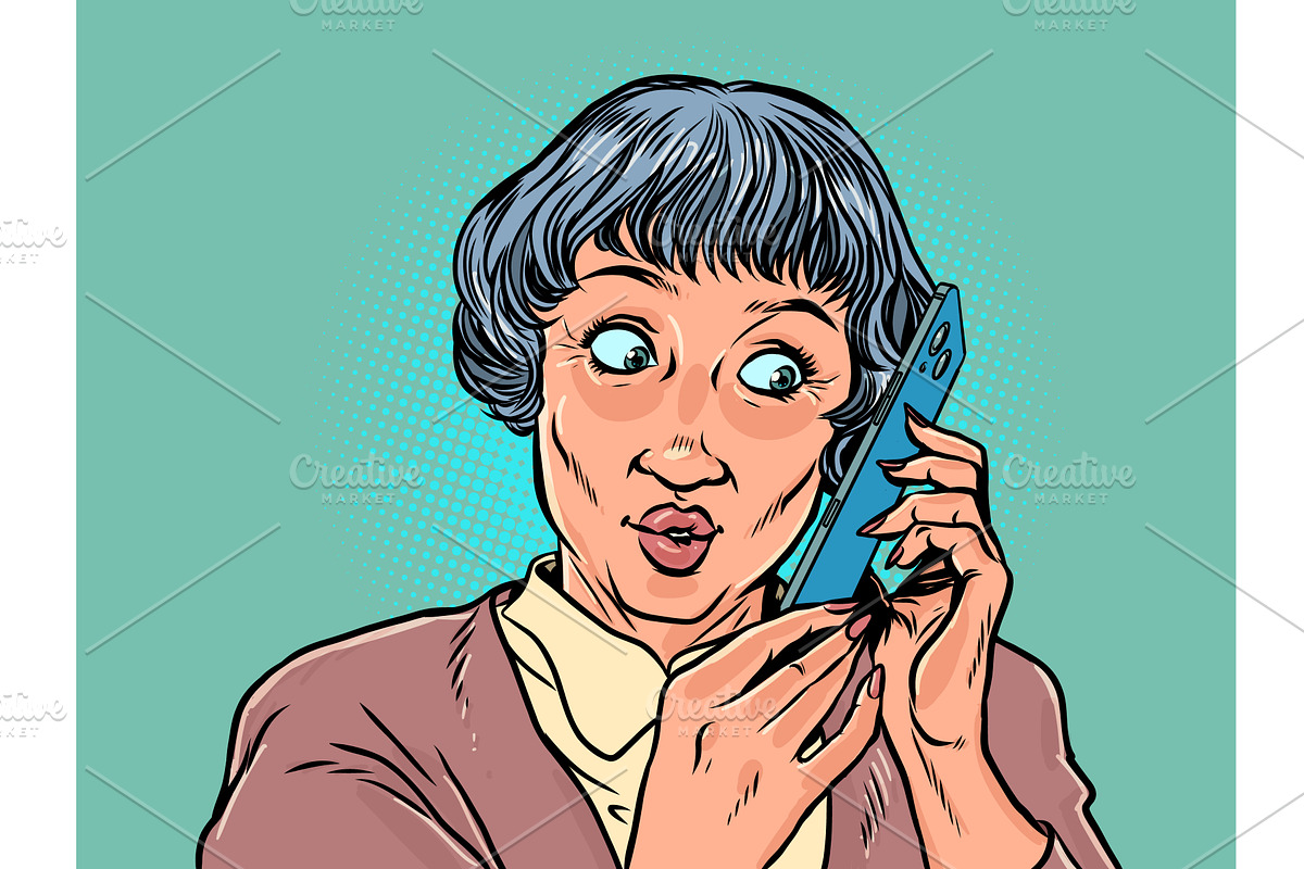 A woman listens to the phone in, a Person Illustration by rogistok