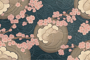 Japanese Cherry Blossom Wave Pattern, a Pattern Graphic by KA7-Designs (Thumbnail 5 of 10)