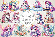 Cute Magical Unicorn Clipart, an Illustration by DreamPrint404 (Thumbnail 1 of 4)