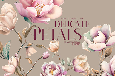 Delicate Petals Floral Patterns, a Pattern Graphic by LEAFure