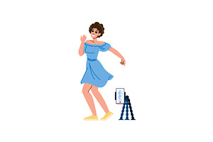 Young woman recording herself, an Education Illustration by pikepicture