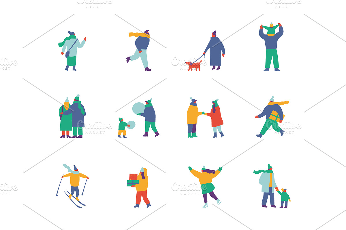 Winter People Flat Vector Set, a Person Illustration by Vector_Art (Photo 4 of 16)