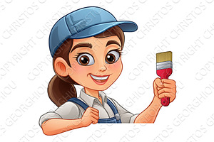 Woman Female Painter Decorator, a Person Illustration by Christos Georghiou
