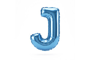 Blue Metallic Letter J Foil Balloon