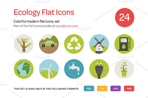 Ecology Flat Icons Set preview 5