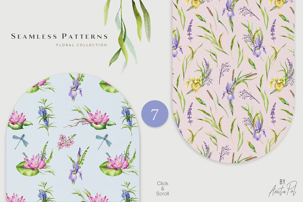 Botanical Watercolor Clipart Set, a Decorative Illustration by AnitaPol (Photo 13 of 21)