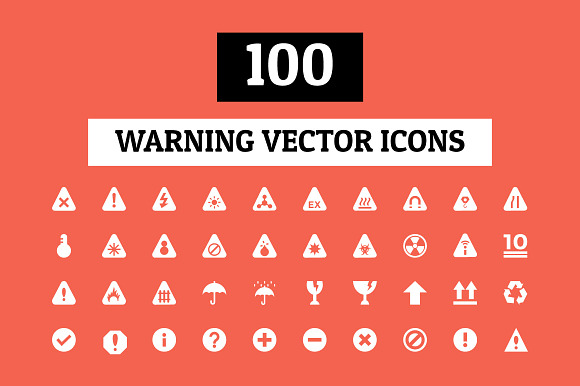 100 Warning Vector Icons
