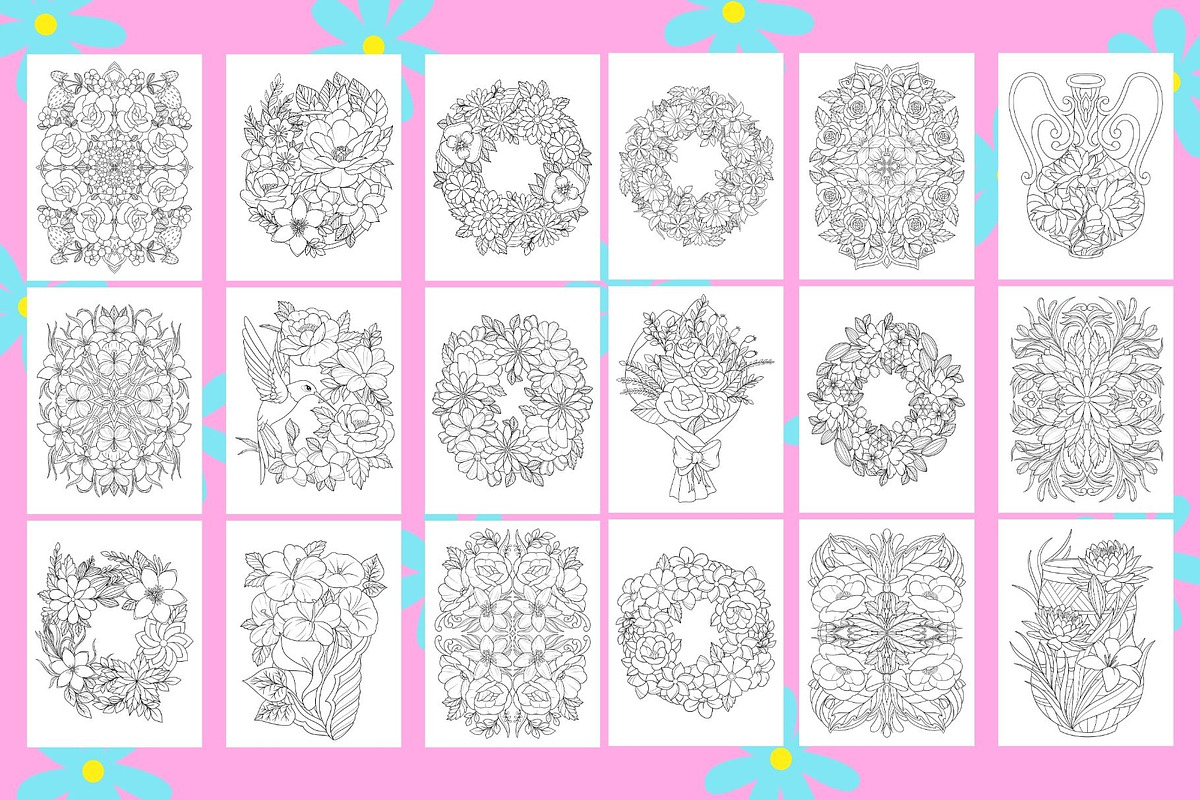 Flowers Coloring Book, a Decorative Illustration by Line Store (Photo 4 of 7)