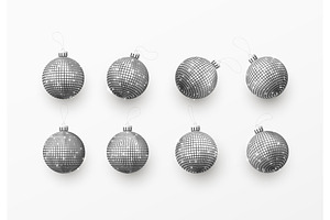 Christmas Balls Or Baubles Silver Color.