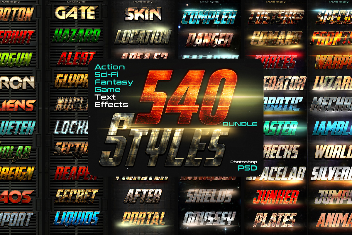 Action Sci-Fi Fantasy Text Effects, a Layer Style Add-On by pixelsao (Photo 1 of 11)