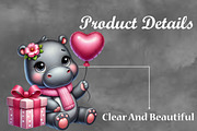 Valentine Cute Hippopotamus Clipart, a Seasonal Illustration by Craft Nest (Thumbnail 3 of 5)
