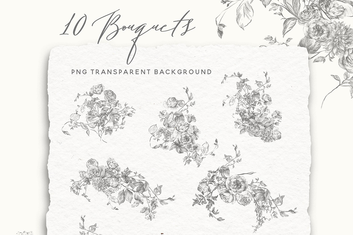 Pencil Sketch Flowers Clipart, an Illustration by BlumenSoul (Photo 2 of 11)