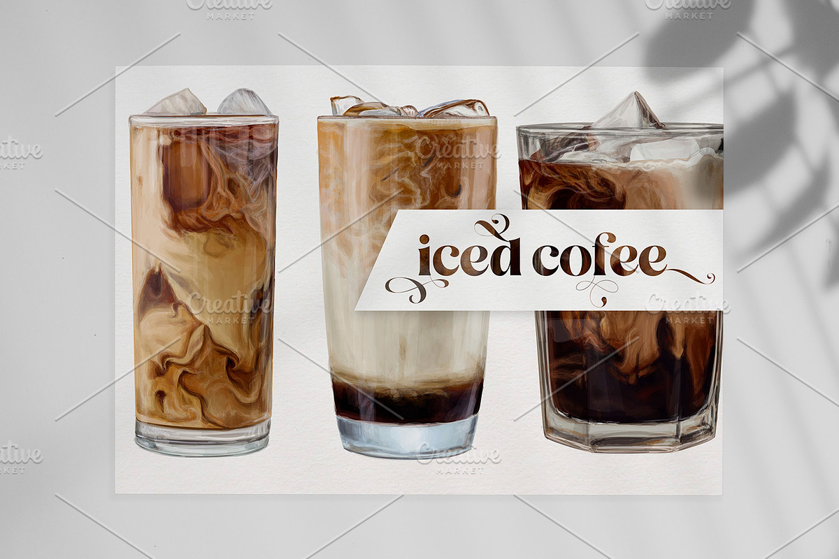 Iced coffee VECTOR illustrations, a Food Illustration by Natalka Dmitrova art (Photo 2 of 19)