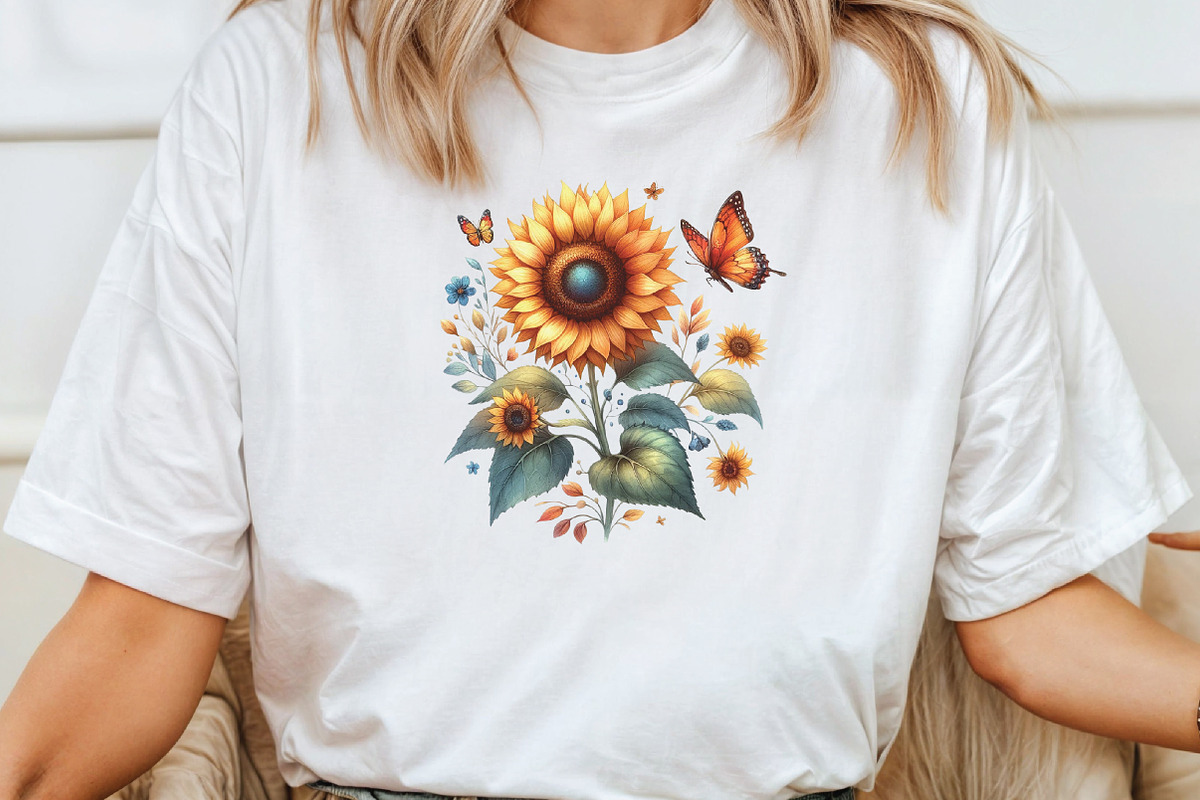 Watercolor Summer Sunflower Clipart, an Illustration by CraftArtStudio (Photo 4 of 6)